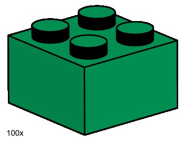 Конструктор LEGO (ЛЕГО) Bulk Bricks 3456 2x2 Dark Green Bricks
