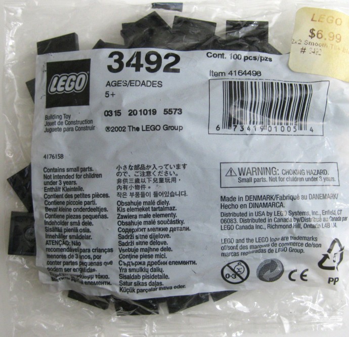 Конструктор LEGO (ЛЕГО) Bulk Bricks 3492 2x2 Black Smooth Tiles