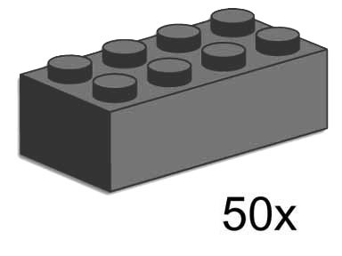 Конструктор LEGO (ЛЕГО) Bulk Bricks 3729 2x4 Dark Grey Bricks