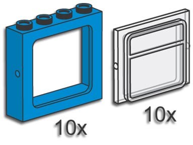 Blue Train Windows with Panes 3734