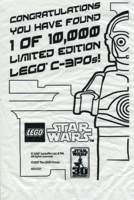 Конструктор LEGO (ЛЕГО) Star Wars 4521221 Gold Chrome Plated C-3PO