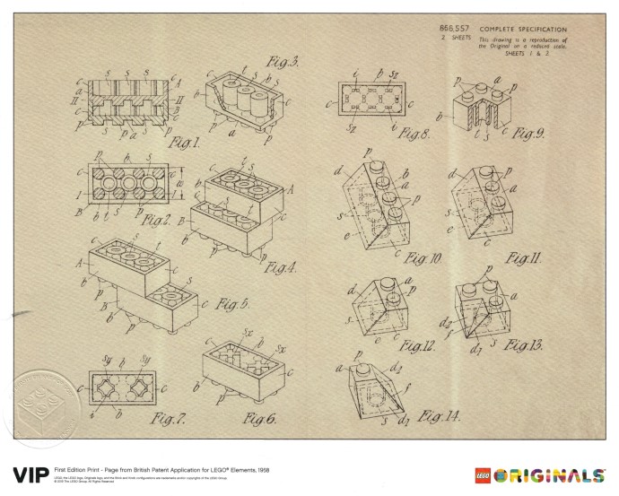 Конструктор LEGO (ЛЕГО) Gear 5006004 – Page from British Patent Application for LEGO Elements, 1968