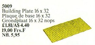 Конструктор LEGO (ЛЕГО) Service Packs 5009 Building Plate 16 x 32 Yellow