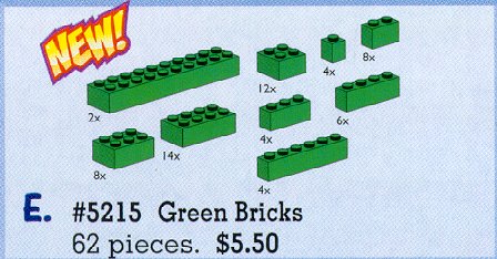 Конструктор LEGO (ЛЕГО) Service Packs 5215 Green Bricks Assorted