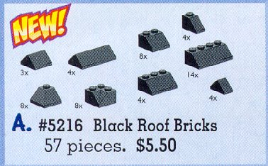 Конструктор LEGO (ЛЕГО) Service Packs 5216 Black Roof Bricks Assorted