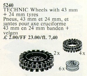 Конструктор LEGO (ЛЕГО) Service Packs 5240 6 Wheel Hubs and Tyres 24 mm (4) and 43 mm (2)