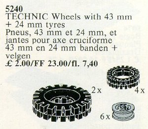 Конструктор LEGO (ЛЕГО) Service Packs 5240 6 Wheel Hubs and Tyres 24 mm (4) and 43 mm (2)