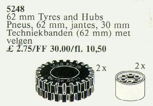 Конструктор LEGO (ЛЕГО) Service Packs 5248 2 Tyres and Hubs 62 mm