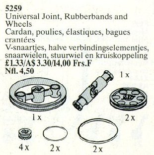 Конструктор LEGO (ЛЕГО) Service Packs 5259 Universal Joint, Rubber Bands and Wheels