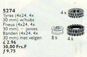 Конструктор LEGO (ЛЕГО) Service Packs 5274 Tyres with Hubs 24 and 30 mm