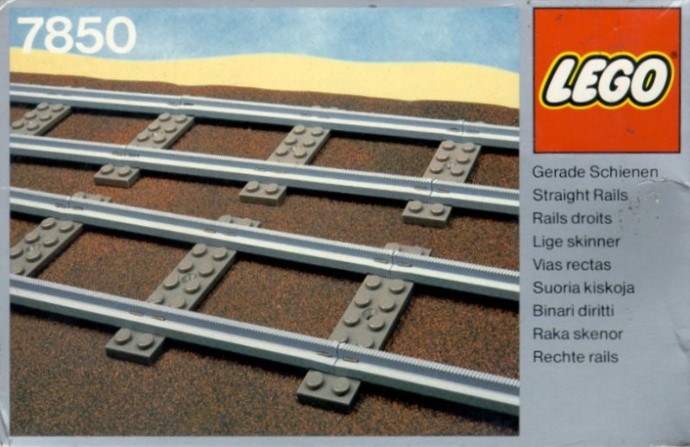 Конструктор LEGO (ЛЕГО) Trains 7850 8 Straight Rails Grey 4.5 V