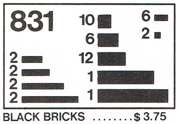 Конструктор LEGO (ЛЕГО) Basic 831 Black Bricks Parts Pack