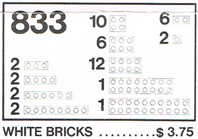 Конструктор LEGO (ЛЕГО) Basic 833 White Bricks Parts Pack
