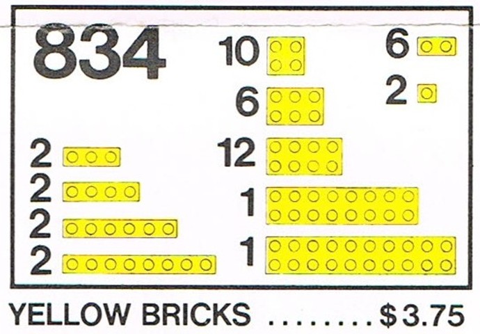 Конструктор LEGO (ЛЕГО) Basic 834 Yellow Bricks Parts Pack