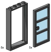 LEGO Bulk Bricks 3449 1x4x6 Black Door and Frames with Transparent Blue Panes