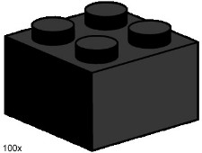 LEGO Bulk Bricks 3453 2x2 Black Bricks