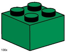 LEGO Bulk Bricks 3456 2x2 Dark Green Bricks