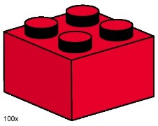 LEGO Bulk Bricks 3457 2x2 Red Bricks