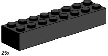LEGO Bulk Bricks 3463 2x8 Black Bricks