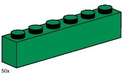 LEGO Bulk Bricks 3476 1x6 Dark Green Bricks
