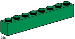 LEGO Bulk Bricks 3481 1x8 Dark Green Bricks