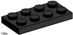 LEGO Bulk Bricks 3483 2x4 Black Plates