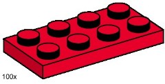 LEGO Bulk Bricks 3485 2x4 Red Plates