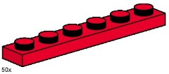 LEGO Bulk Bricks 3488 1x6 Red Plates