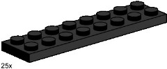 LEGO Bulk Bricks 3489 2x8 Black Plates