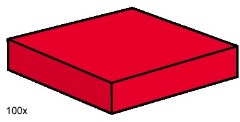 LEGO Bulk Bricks 3494 2x2 Red Smooth Tiles