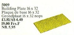 LEGO Service Packs 5009 Building Plate 16 x 32 Yellow