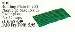 LEGO Service Packs 5010 Building Plate 16 x 32 Green
