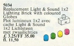 LEGO Service Packs 5034 Light and Sound 1 x 2 Lighting Brick and 4 Colour Globes