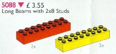 LEGO Service Packs 5088 Duplo Long Beams 2 x 8 Red and Yellow