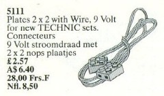 LEGO Service Packs 5111 Plates 2 x 2 with Wire 128 cm 9 V