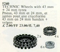 LEGO Service Packs 5240 6 Wheel Hubs and Tyres 24 mm (4) and 43 mm (2)