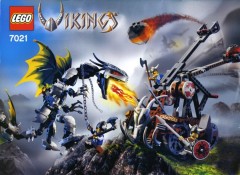 LEGO Vikings 7021 Viking Double Catapault versus the Armoured Ofnir Dragon