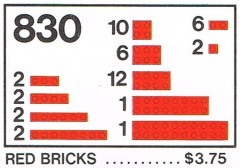 LEGO Basic 830 Red Bricks Parts Pack