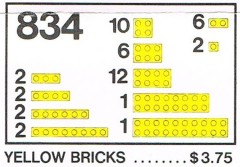 LEGO Basic 834 Yellow Bricks Parts Pack